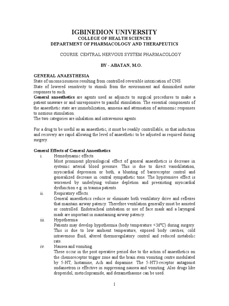 General Anaesthetics PDF Anesthesia Nitrous Oxide
