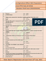 School of Agriculture (Agriculture Officer 2021 Preparation) Important PPSC Daily GK MCQS Consultant: Mr. Abubakar Khalil Awan (03202030204)