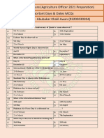 School of Agriculture (Agriculture Officer 2021 Preparation) Important Days & Dates Mcqs Consultant: Mr. Abubakar Khalil Awan (03202030204)