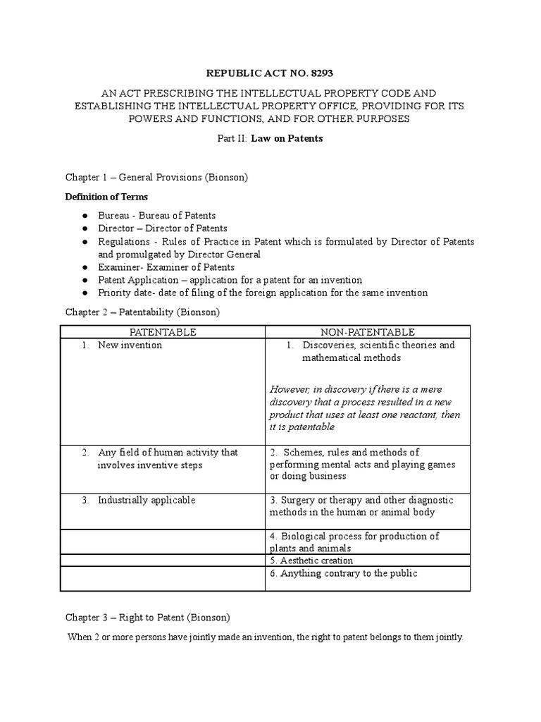 RA 8293 (Part 2, Chapter 1-12) (1).docx | PDF | Patent | Glossary Of ...