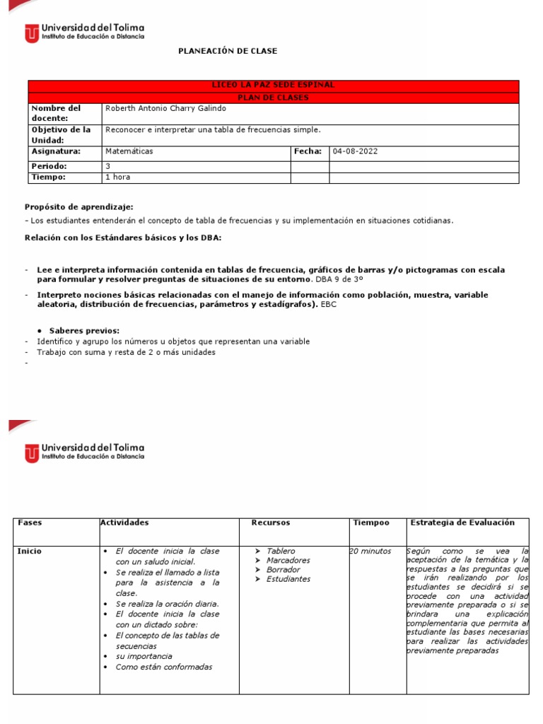 Formato Planeación de Clase | PDF | Aprendizaje | Ciencia cognitiva