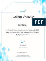 Harshit Singh Hired Certificate