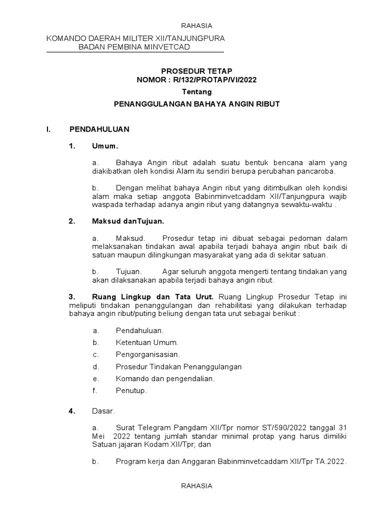 Protap Penanggulangan Angin Ribut | PDF