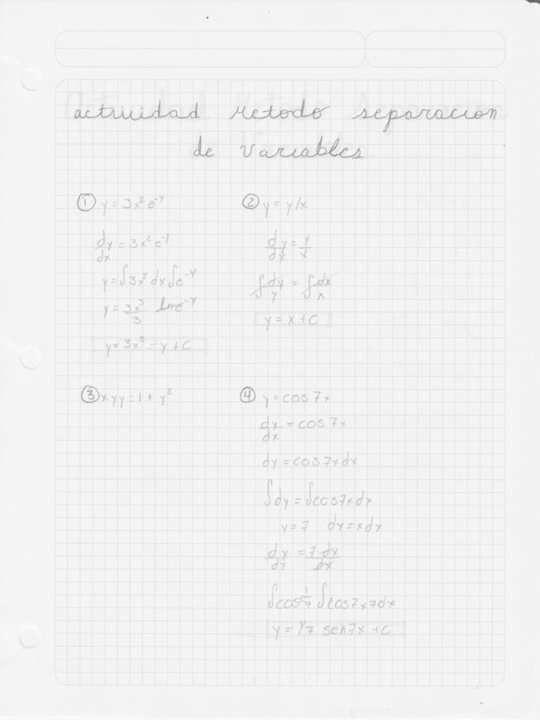 Actividad Método Separación de Variables PDF