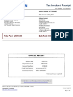 Tax Invoice / Receipt: Total Paid: USD10.00 Date Paid: 12 May 2019