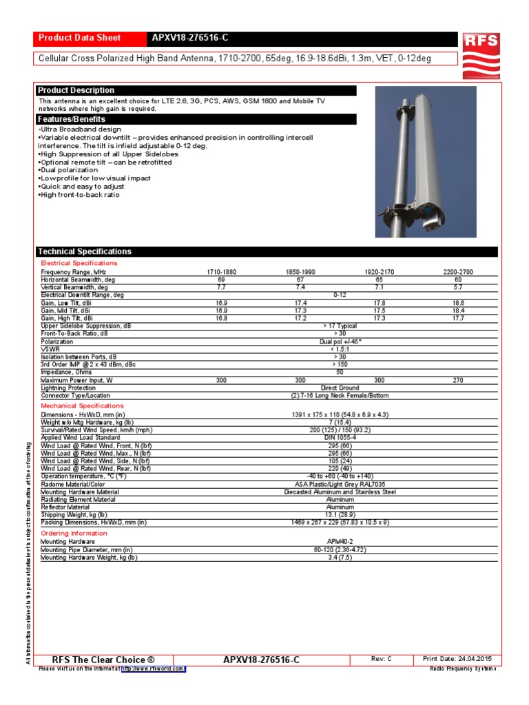 LeLeページ Apxv18 276516 C | PDF | Antenna (Radio) | Decibel