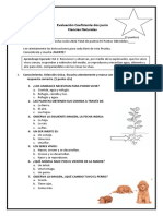 Evaluación Coeficiente Ciencias Naturales Colegio Saint Germaine 1o básico