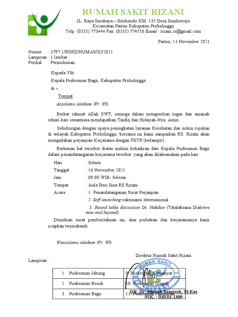 Contoh Surat Undangan Ke Puskesmas | PDF