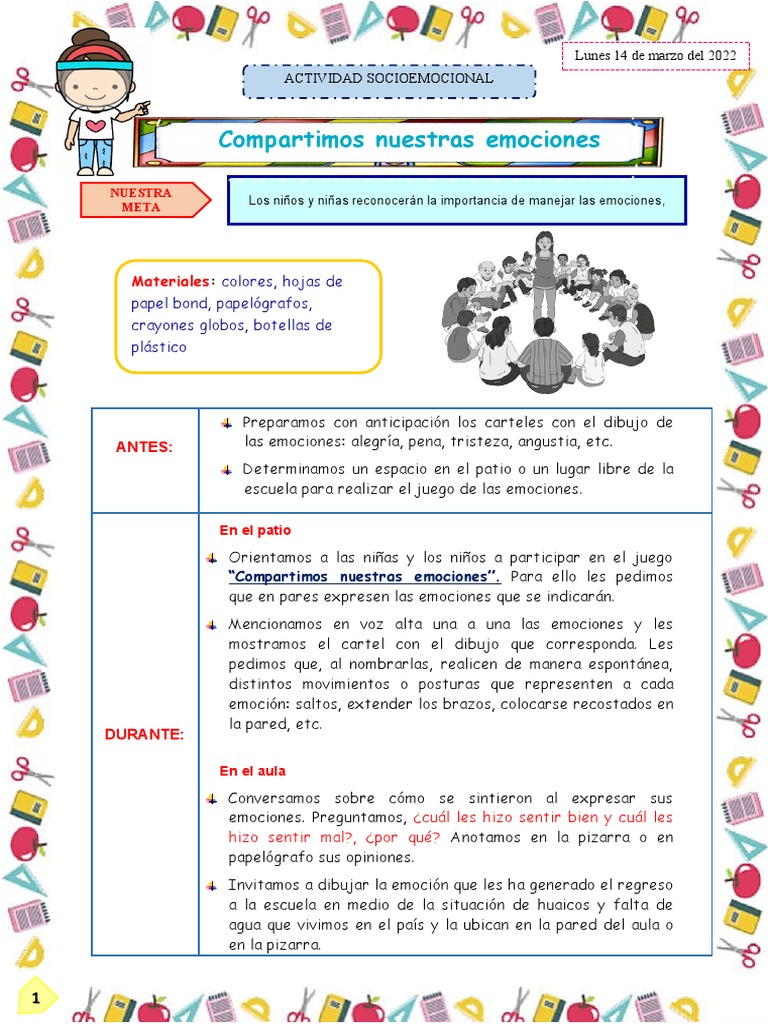 Actividades de Manejo Emocional Infantil | PDF | Las emociones | Ira