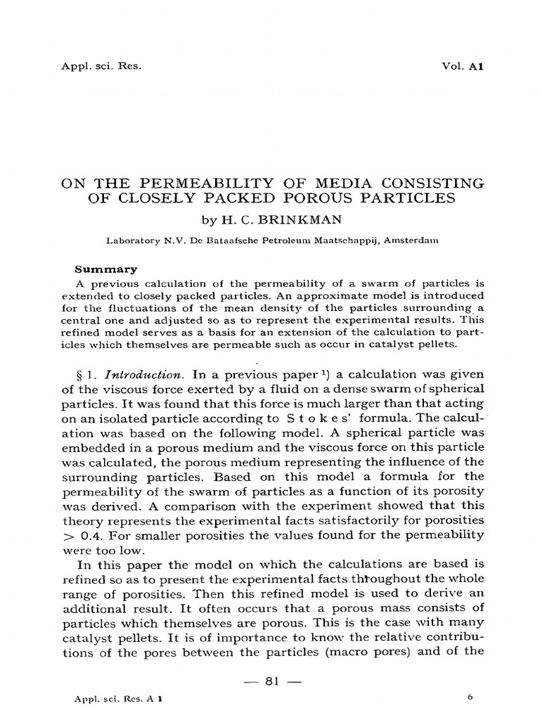 Permeability of Closely Packed Porous Media | PDF | Porosity ...