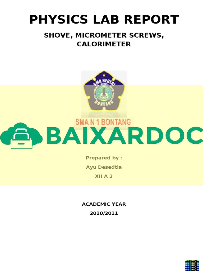 Laporan Praktikum Jangka Sorong Mikrometer Sekrup Dan Kalorimeter | PDF