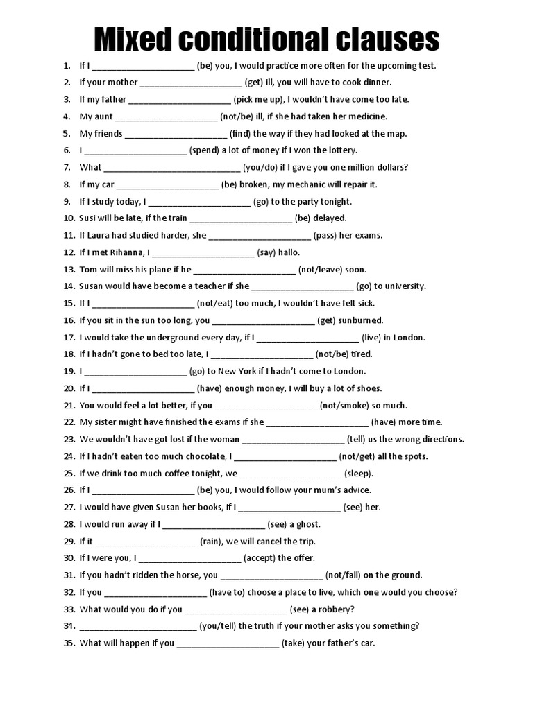 Mixed Conditional Clauses Practice | PDF