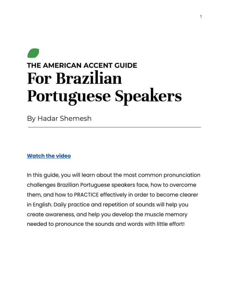 172 Brazilian Portuguese Speakers Guide Freebie PDF PDF Stress
