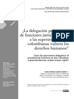 ¿La Delegación Permanente de Funciones Jurisdiccionales A Las Superintendencias Colombianas Vulnera Los Derechos Humanos?