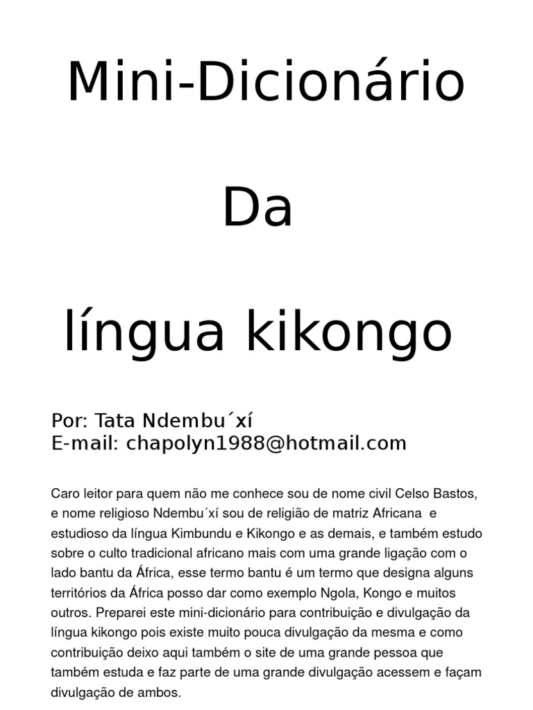 Mini-Dicionário da Língua Kikongo | PDF