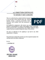 No Objection Certificate: To Whom It May Concern