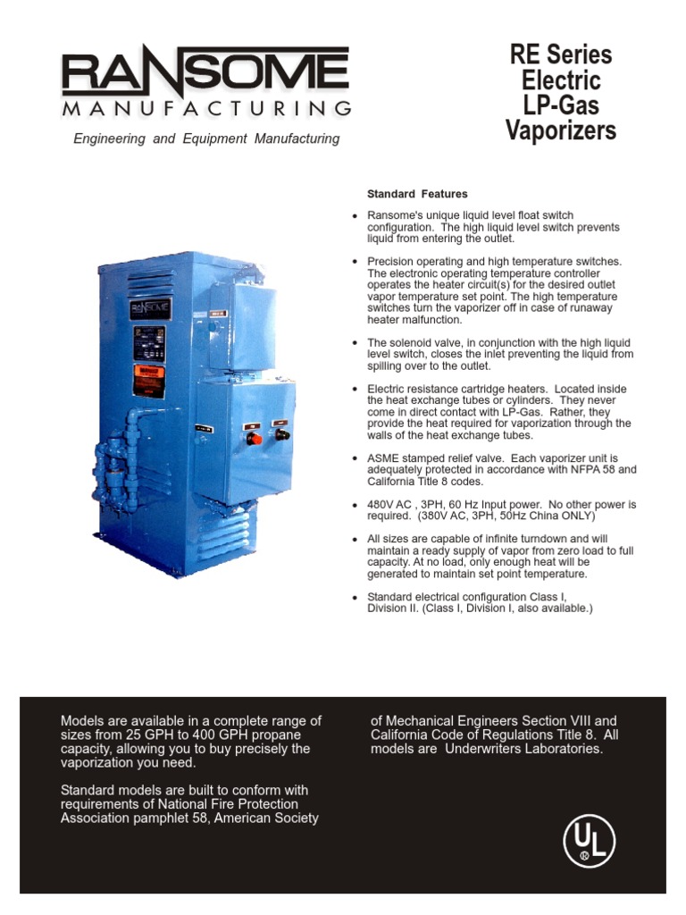 Ransome LP-Gas Vaporizer Overview | PDF | Liquefied Petroleum Gas | Switch
