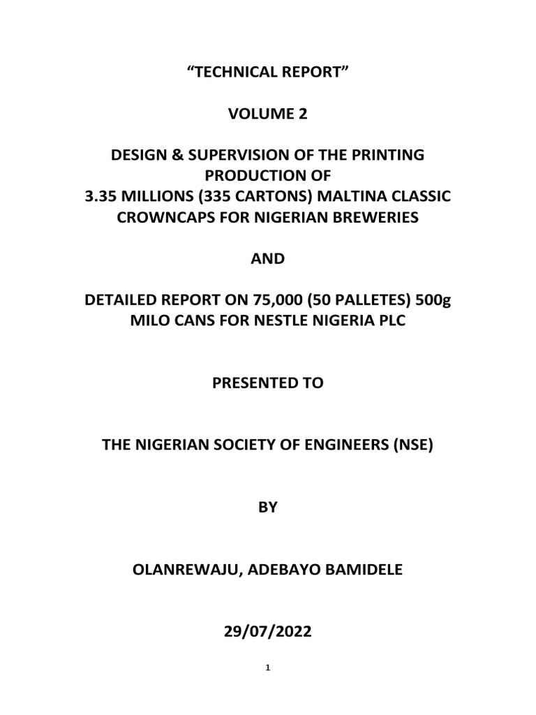 NSE Report 2 PDF Canning Soft Drink