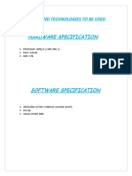 Hardware Specification: Tools and Technologies To Be Used