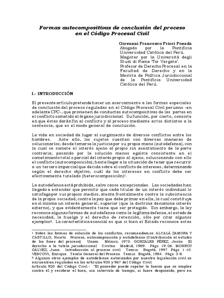 Formas Autocompositivas de Conclusión Del Proceso en El CPC - Giovanni ...