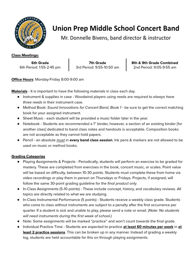 Upa Band Syllabus Fall 2022 Revision2 PDF Learning