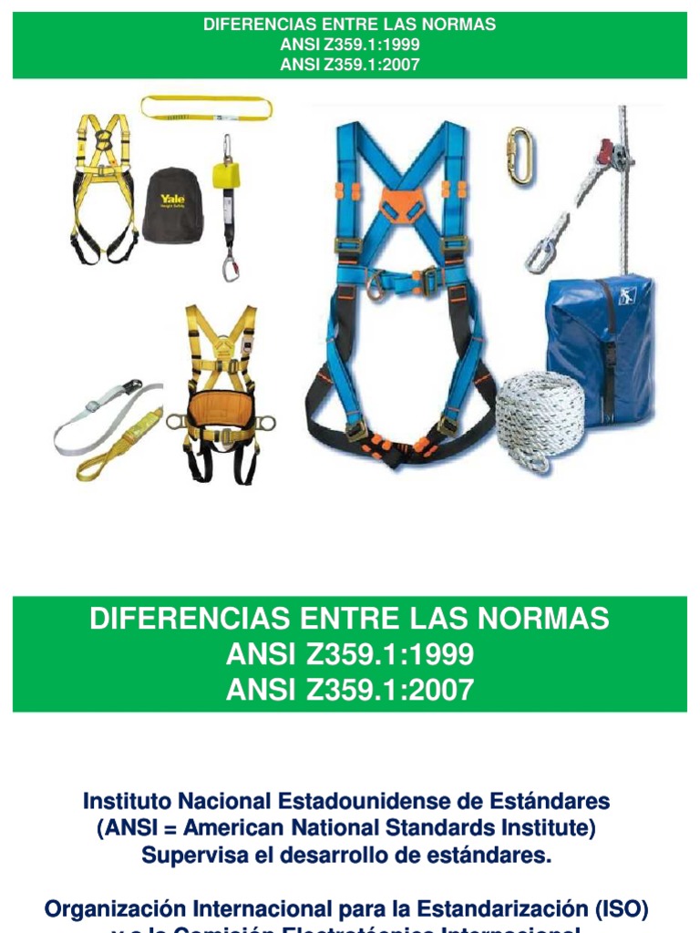 Diferencias clave entre las normas ansi z359 1 1999 y ansi z359 1 2007