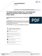 The National Adult Reading Test: Restandardisation Against The Wechsler Adult Intelligence Scale - Fourth Edition