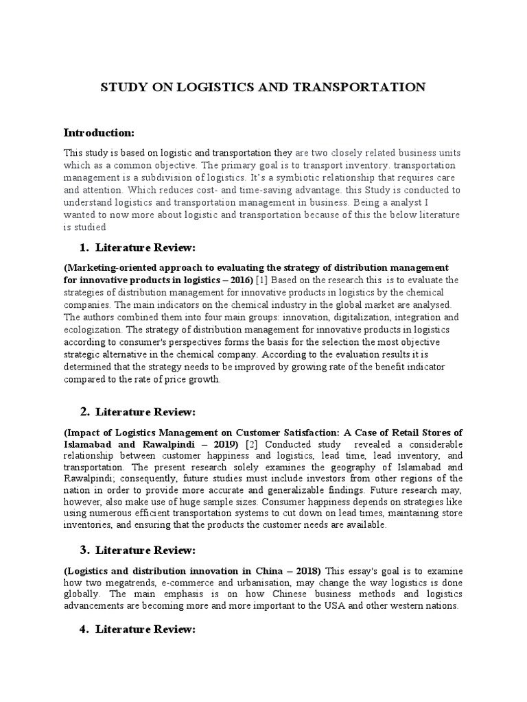Logistics and Transportation Study Insights | PDF | Logistics | Inventory