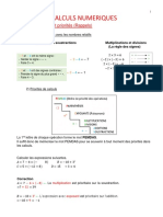 1 Calculs Numeriques