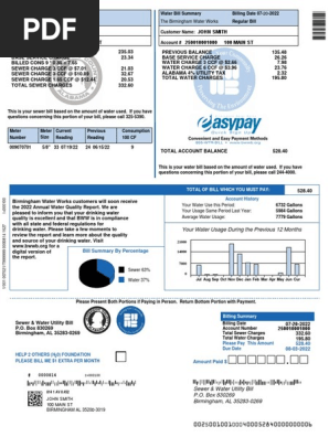 Current water bill JohnSmith