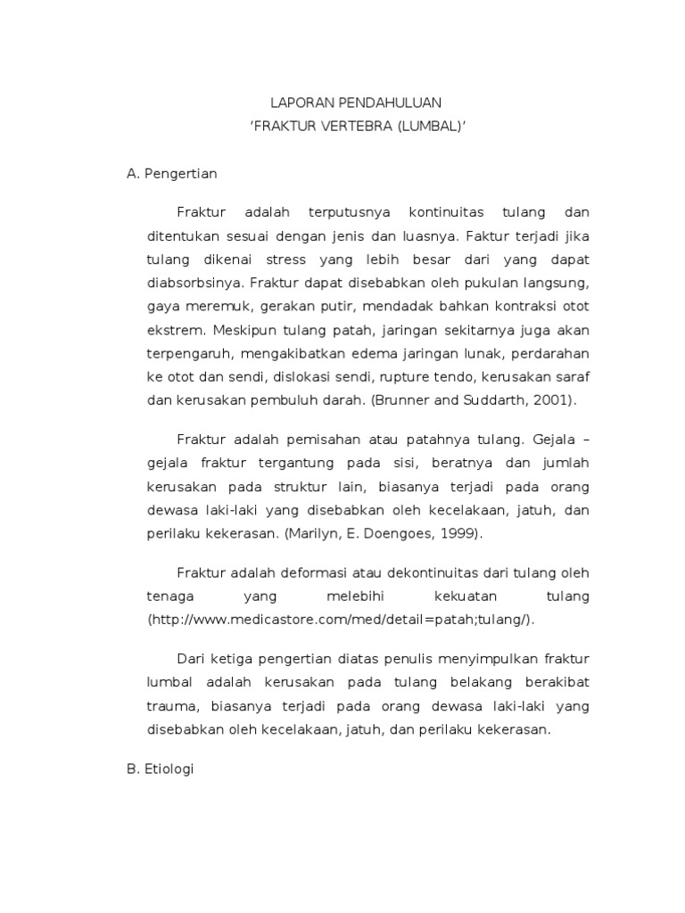 Laporan Pendahuluan Fraktur Lumbal Vertebrata 2 PDF