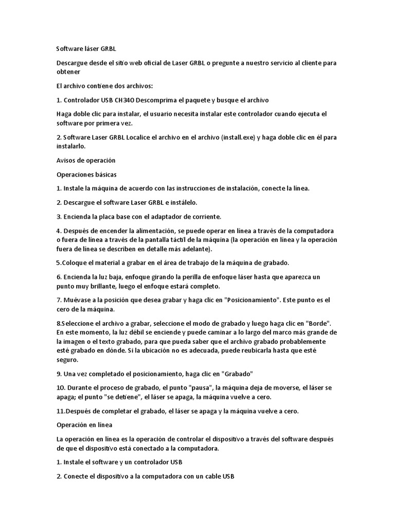 Software Láser GRBL PDF USB Software