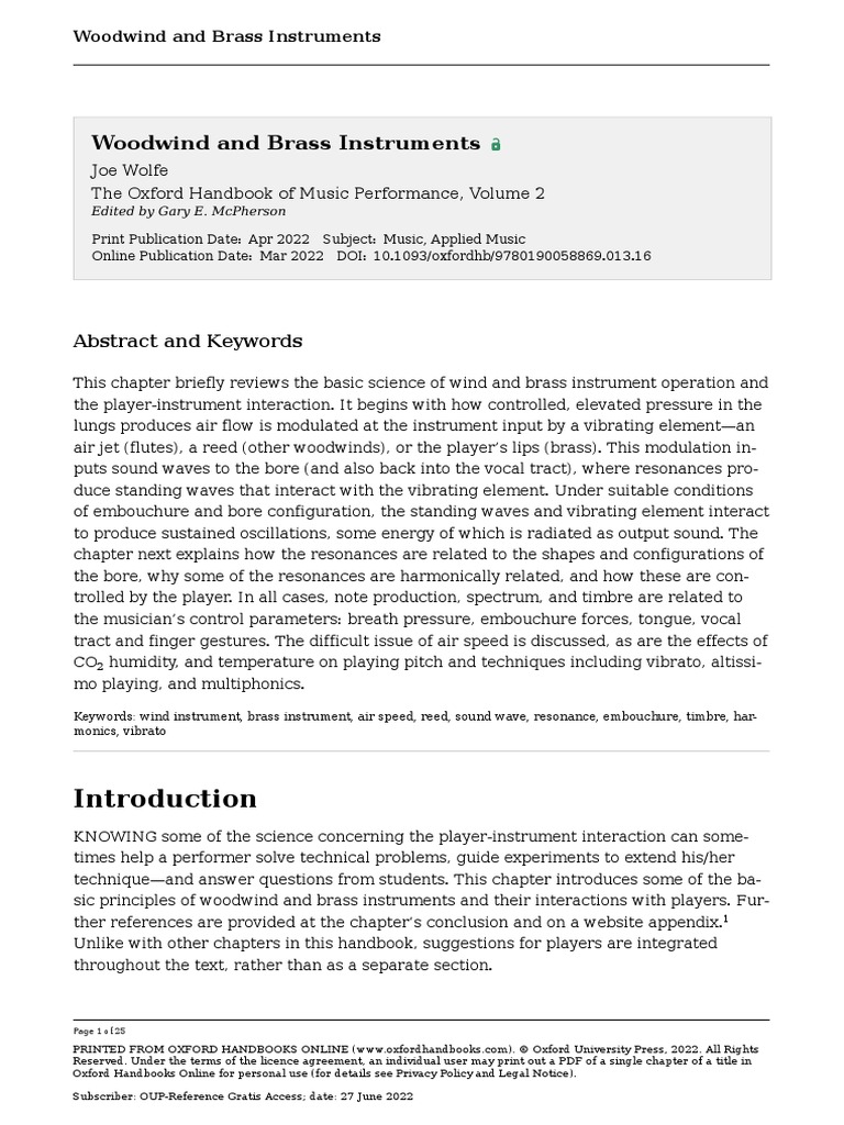WolfeWoodwindsBrasses OUP Handbook PDF Brass Instruments