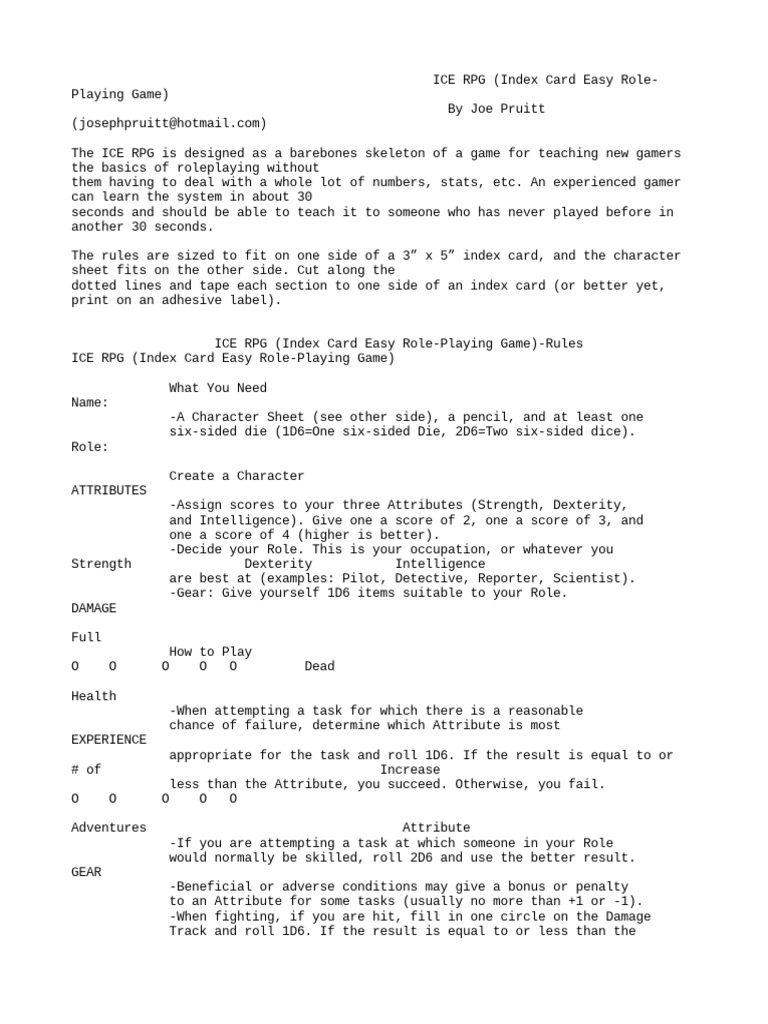 ICE RPG: Quick Start Guide | PDF | Role Playing Games | Entertainment