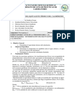 Determinación Del Equivalente Térmico Del Calorímetro