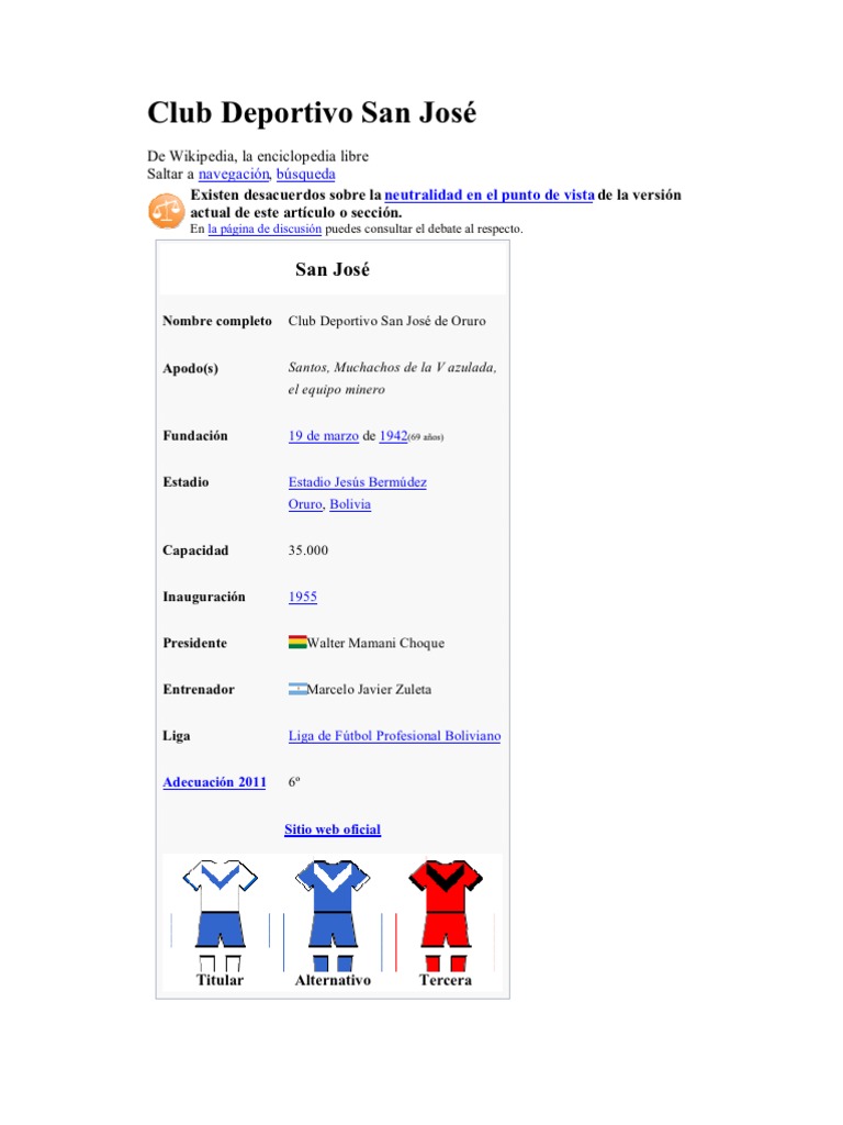 Club Deportivo San José | PDF | Organizaciones deportivas | Clubes ...