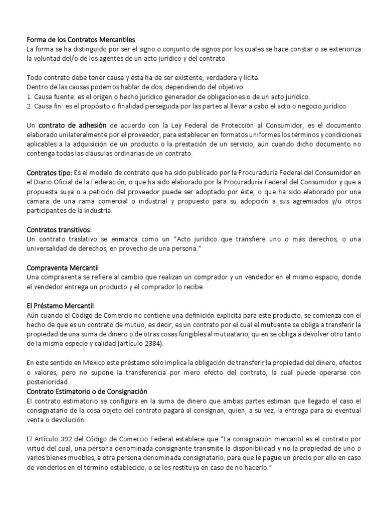 Tipos de Contratos Mercantiles en México | PDF | Seguro | Business