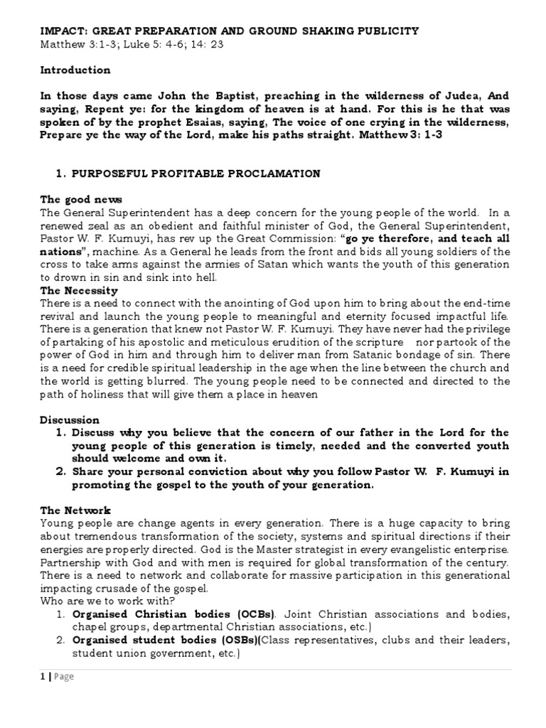 Youth Seminar Outlines For Equipped For Exploits | PDF | Acts Of The ...
