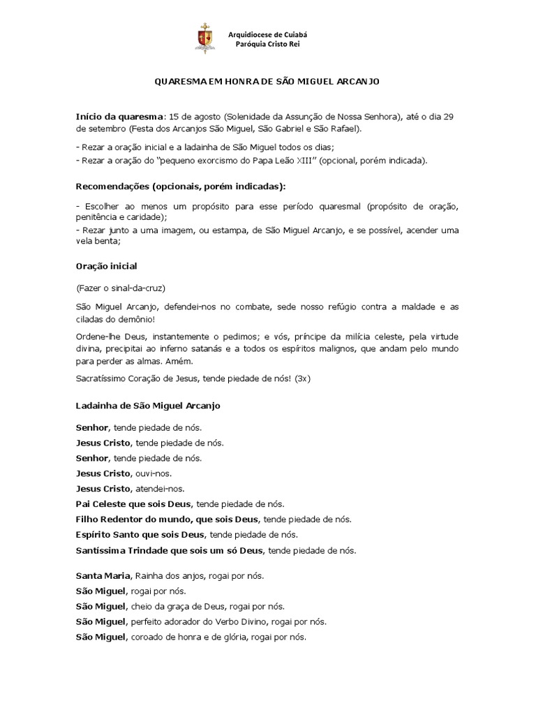 Quaresma Sao Miguel 2022 IMPRIMIR | PDF | Miguel (Arcanjo) | Oração