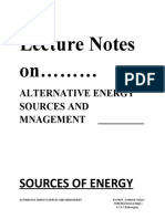 Lecture Notes On : Alternative Energy Sources and Mnagement