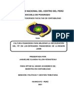 Universidad Nacional Del Centro Del Perú: Escuela de Posgrado