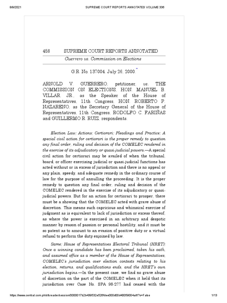 20 guerrero v comelec 336 scra 458 pdf commission on elections