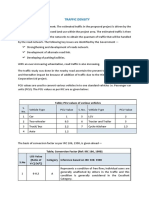 Traffic Density: Table PCU Values of Various Vehicles