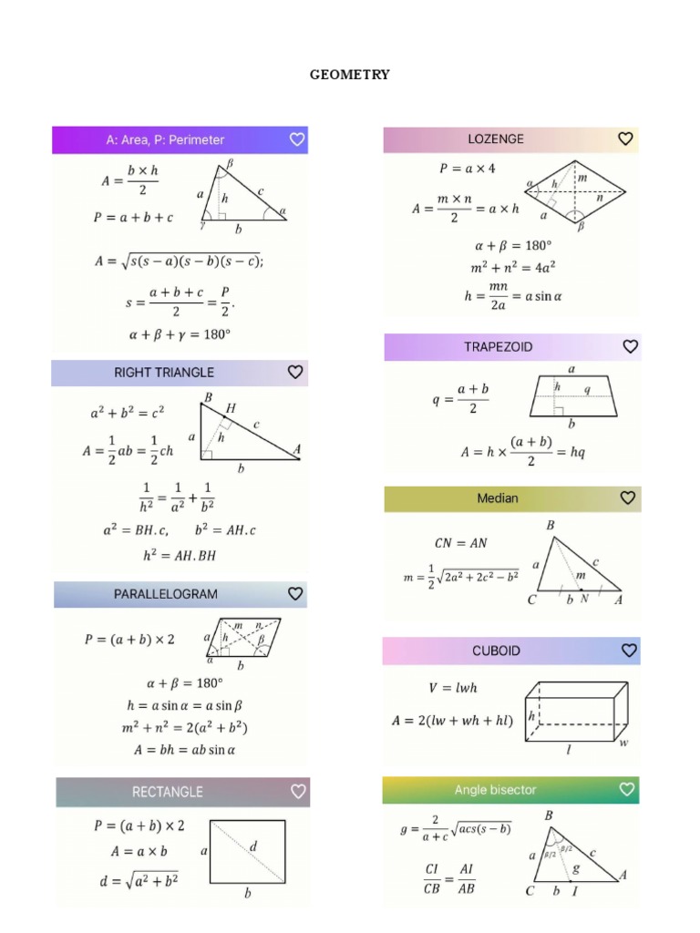 Geometry Formula PDF