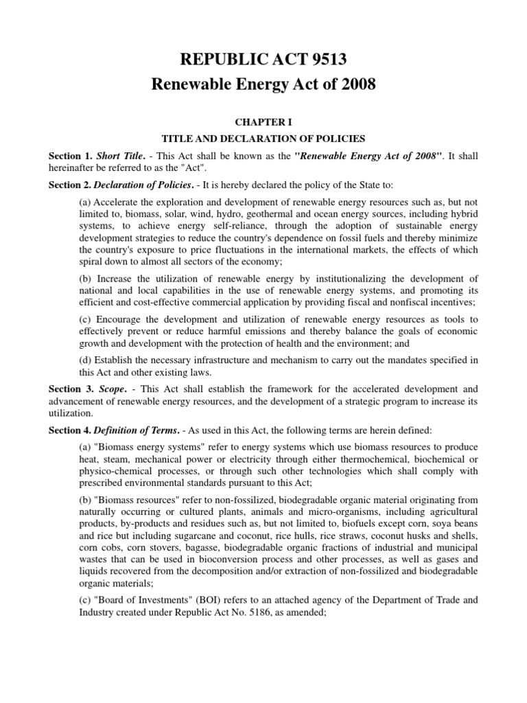 RA 9513: Renewable Energy Act Overview | PDF | Value Added Tax ...