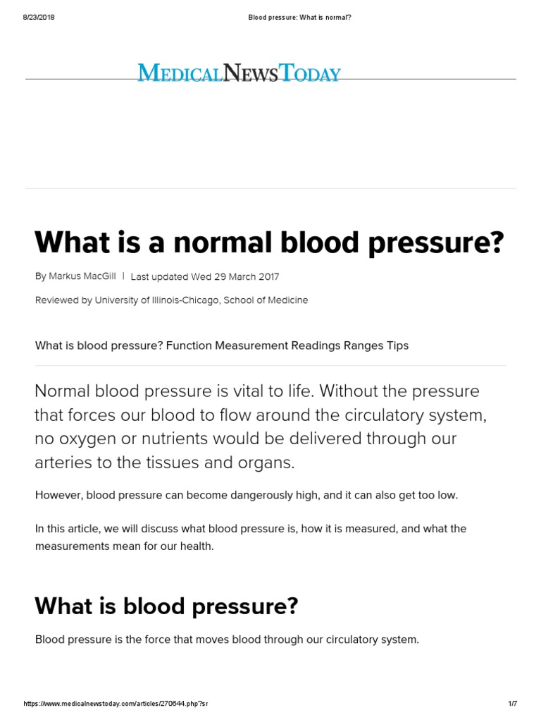 Blood Pressure - What Is Normal | PDF | Blood Pressure | Hypertension