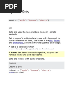 Python Sets: "Apple" "Banana" "Cherry"