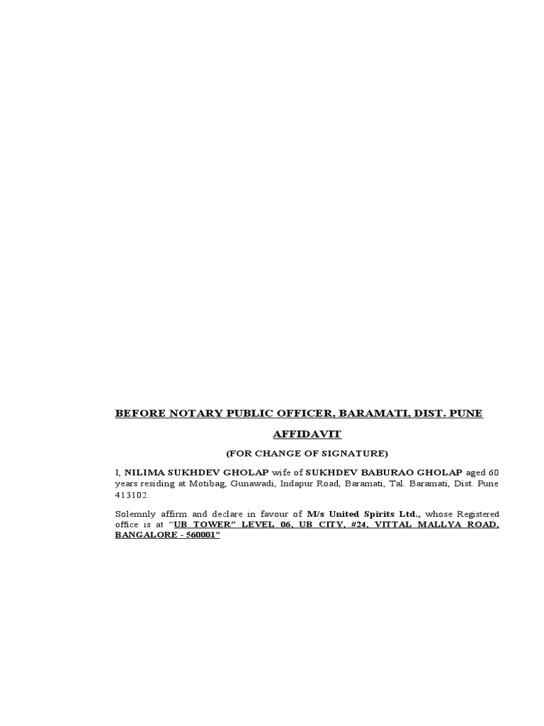 Affidavit for Signature Change in Shares | PDF | Signature | Civil Law ...