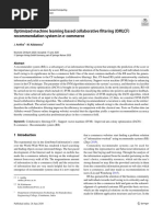 Optimized Machine Learning Based Collaborative Filtering (OMLCF) Recommendation System in e Commerce