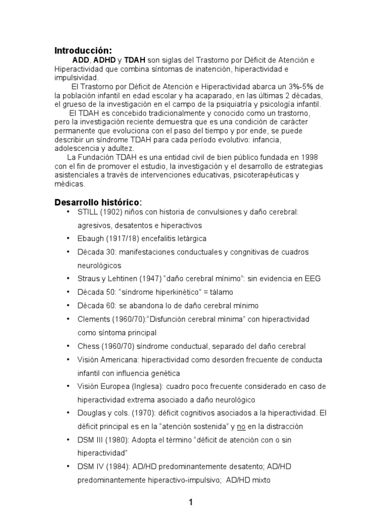 Entendiendo el TDAH: Definición y Síntomas | PDF | Desorden hiperactivo ...